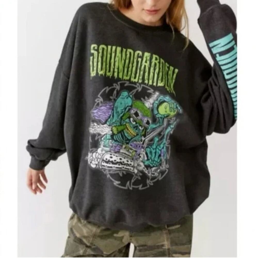 Soundgarden Rat Rod Crewneck Oversized Pullover Sweatshirt Gray Women's S / M